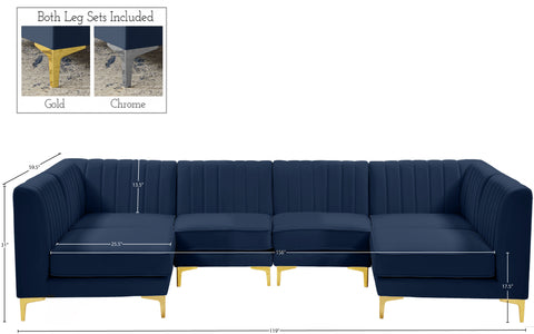 Julia Navy Velvet Modular Sectional Sec6B