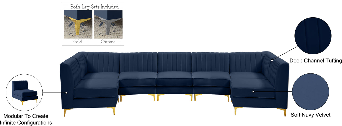 julia navy velvet modular sectional sec7a