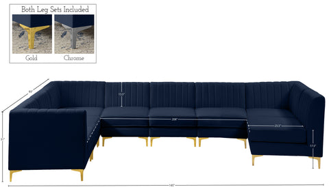 Julia Navy Velvet Modular Sectional Sec8A
