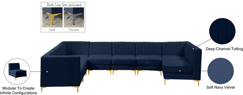 Julia Navy Velvet Modular Sectional Sec8A