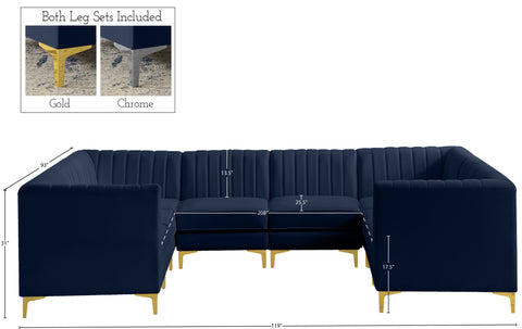 Julia Navy Velvet Modular Sectional Sec8B