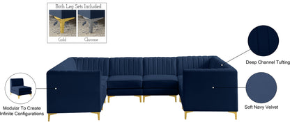 Julia Navy Velvet Modular Sectional Sec8B