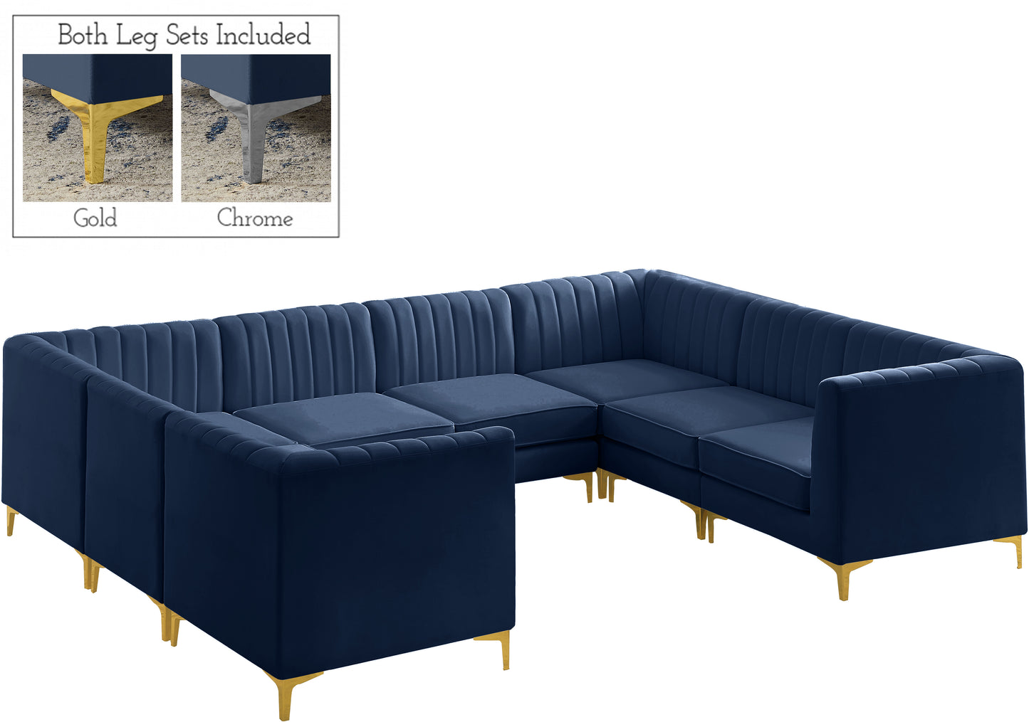 julia navy velvet modular sectional sec8b