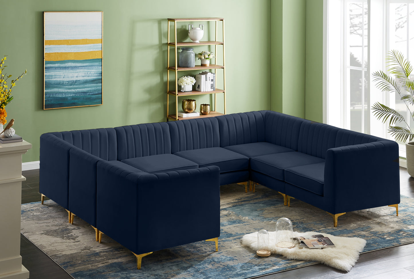 julia navy velvet modular sectional sec8b