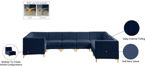 Julia Navy Velvet Modular Sectional Sec8C