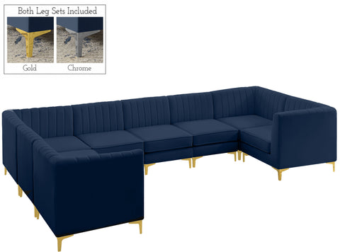 Julia Navy Velvet Modular Sectional Sec8C