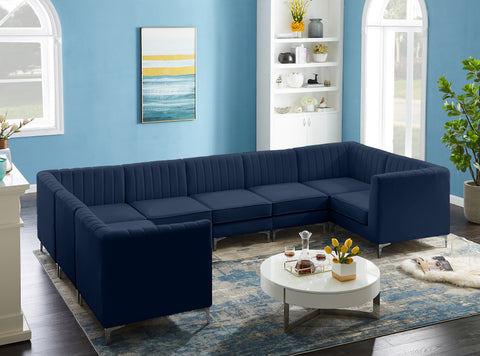 Julia Navy Velvet Modular Sectional Sec8C