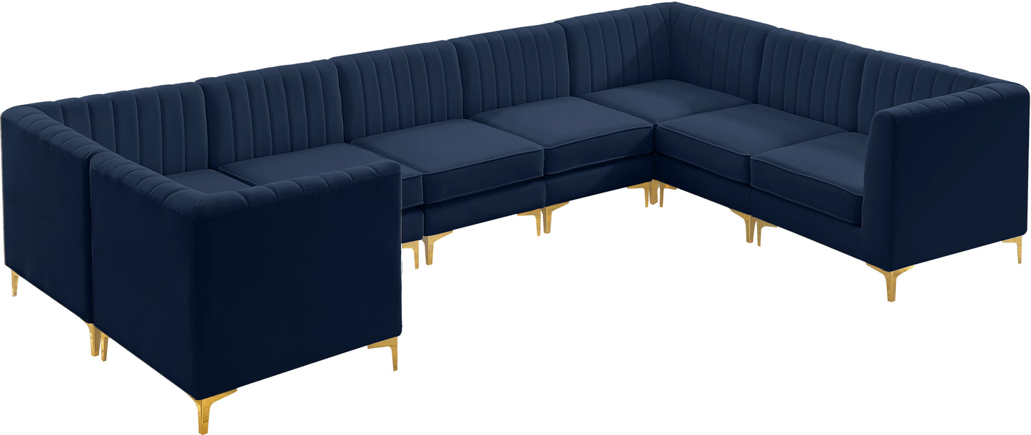 julia navy velvet modular sectional sec8c