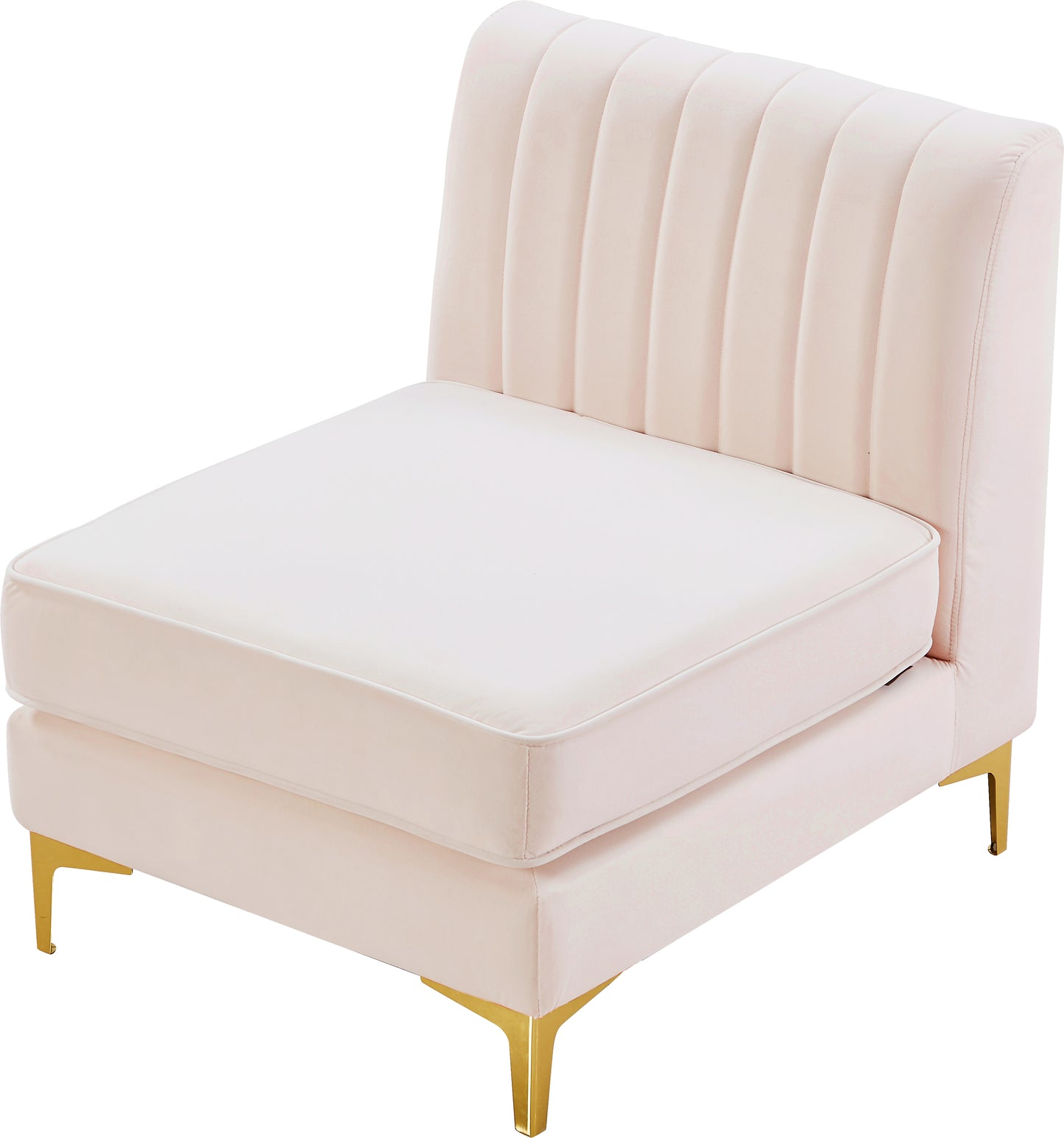 julia pink velvet armless chair armless