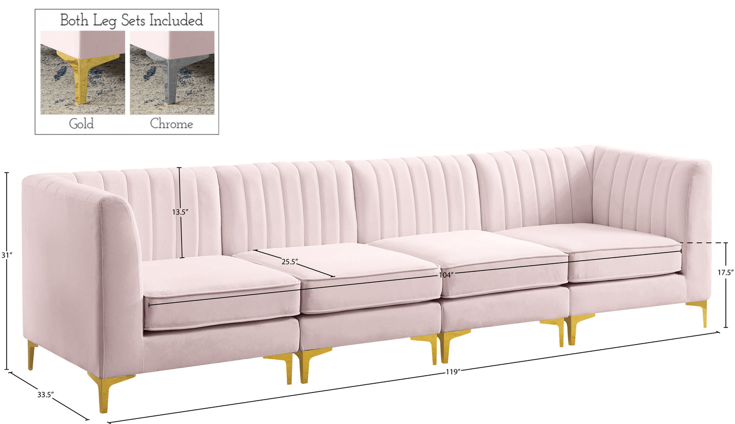 julia pink velvet modular sectional s119