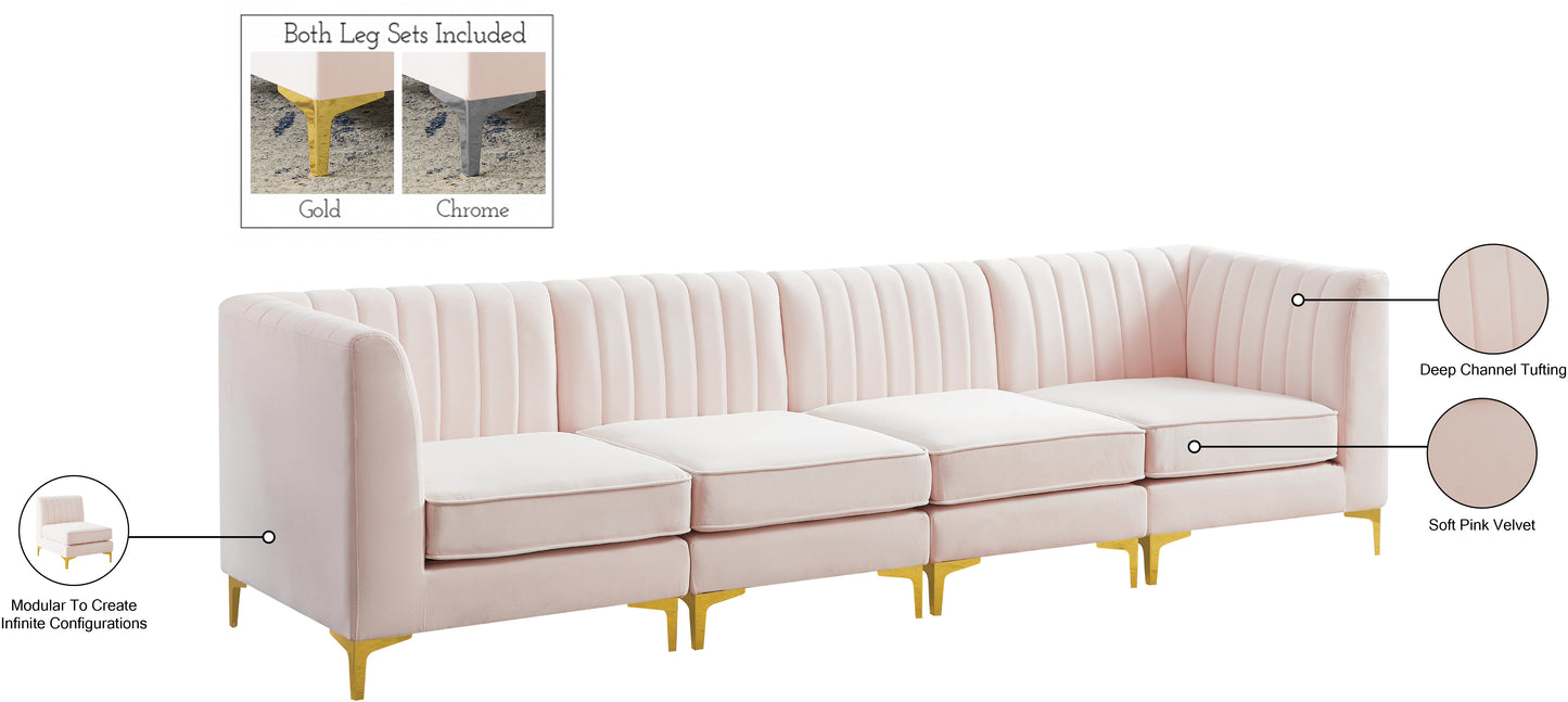 julia pink velvet modular sectional s119