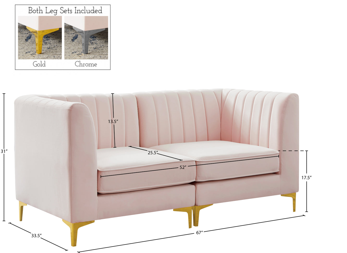 julia pink velvet modular sectional s67