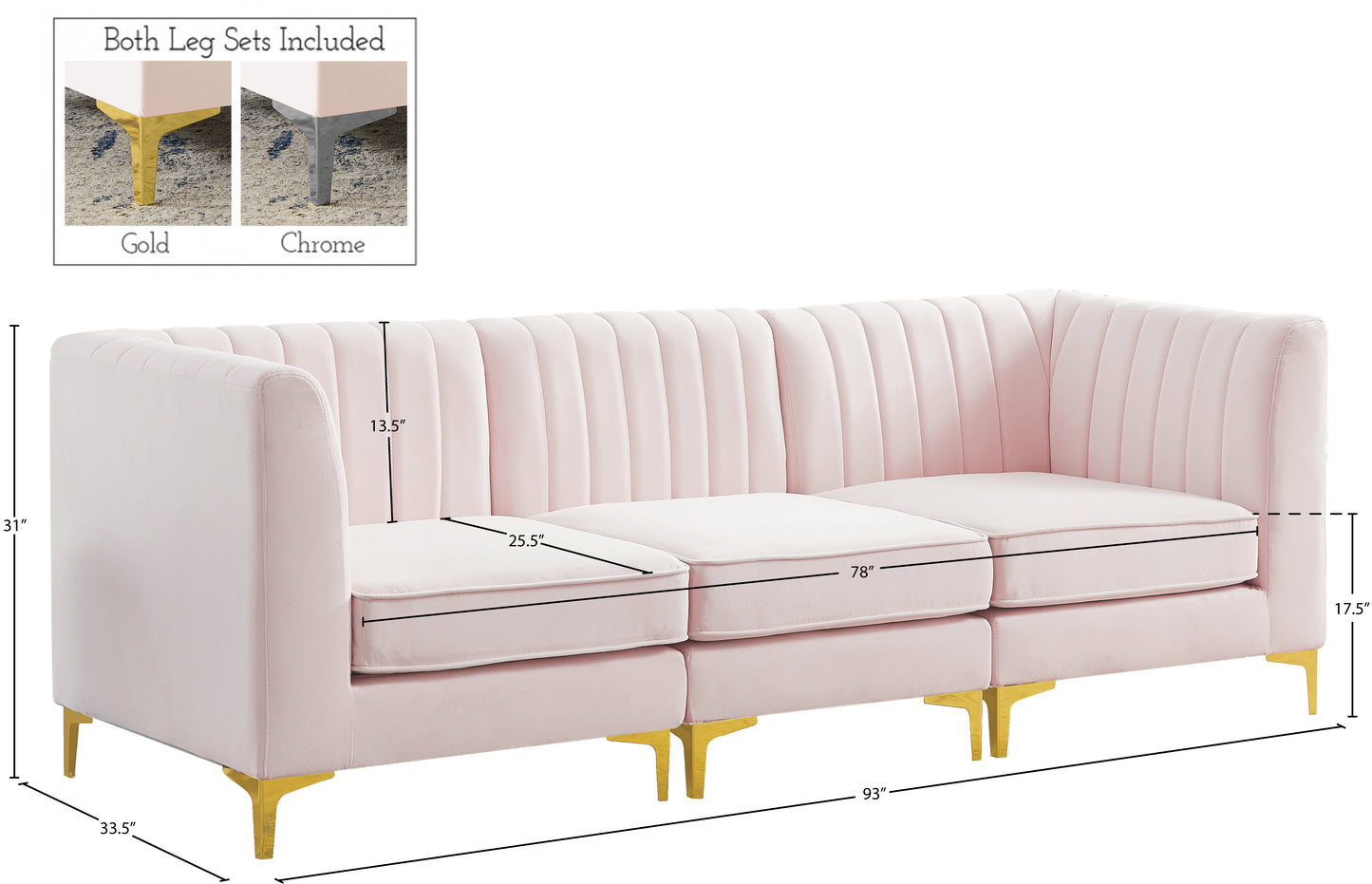 julia pink velvet modular sectional s93