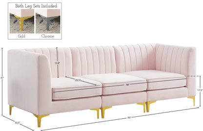 Julia Pink Velvet Modular Sectional S93