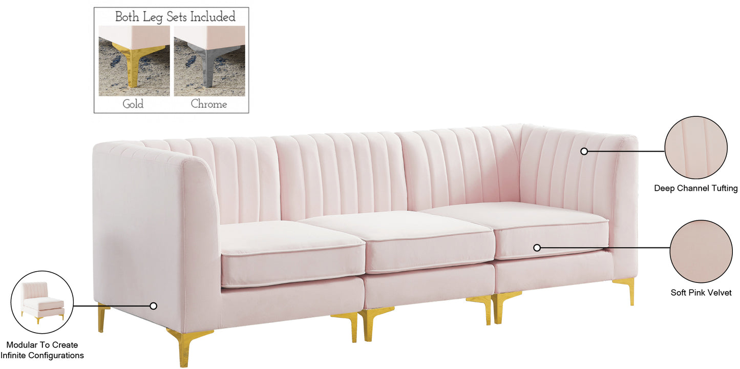 julia pink velvet modular sectional s93