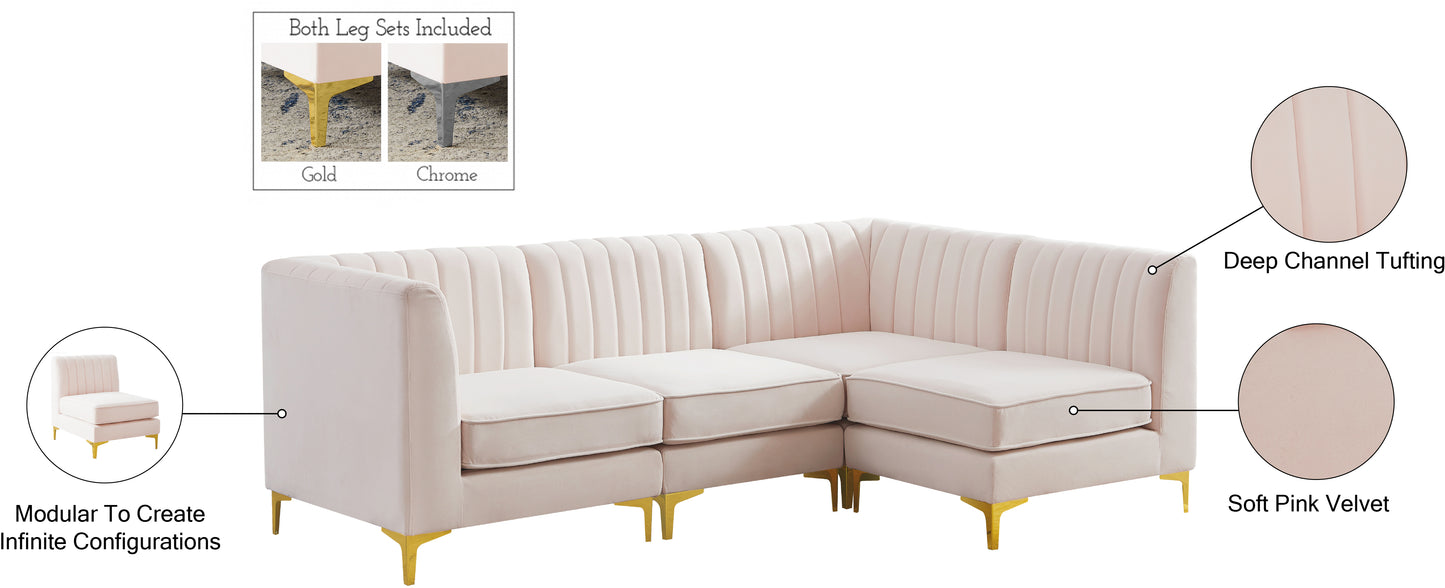 julia pink velvet modular sectional sec4a