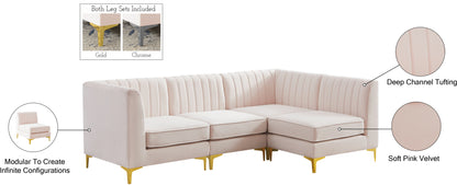 Julia Pink Velvet Modular Sectional Sec4A