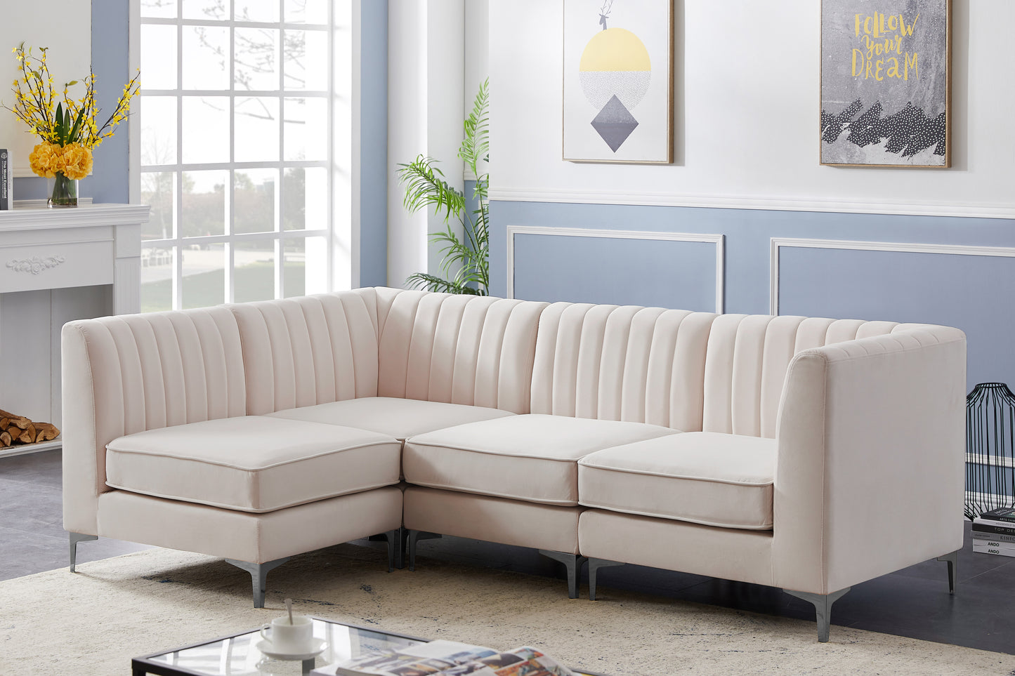 julia pink velvet modular sectional sec4a