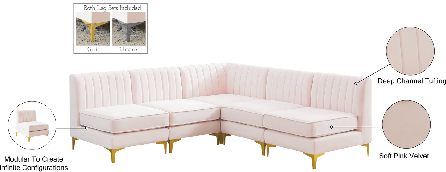 julia pink velvet modular sectional sec5a