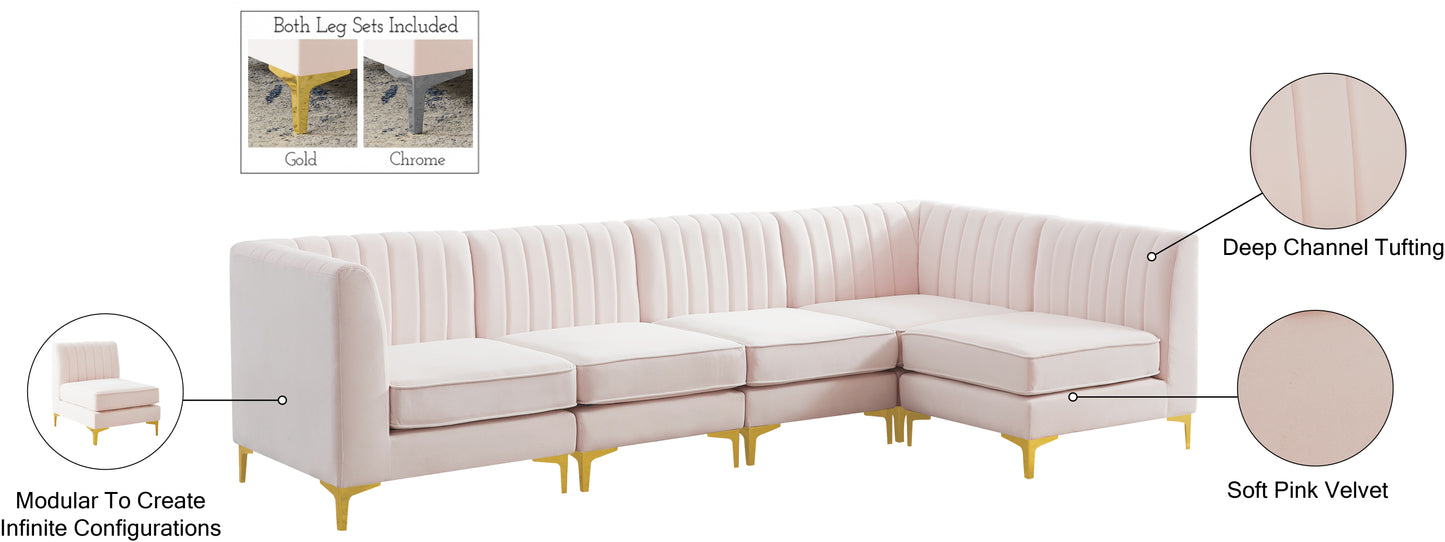 julia pink velvet modular sectional sec5b