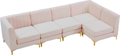 Julia Pink Velvet Modular Sectional Sec5B