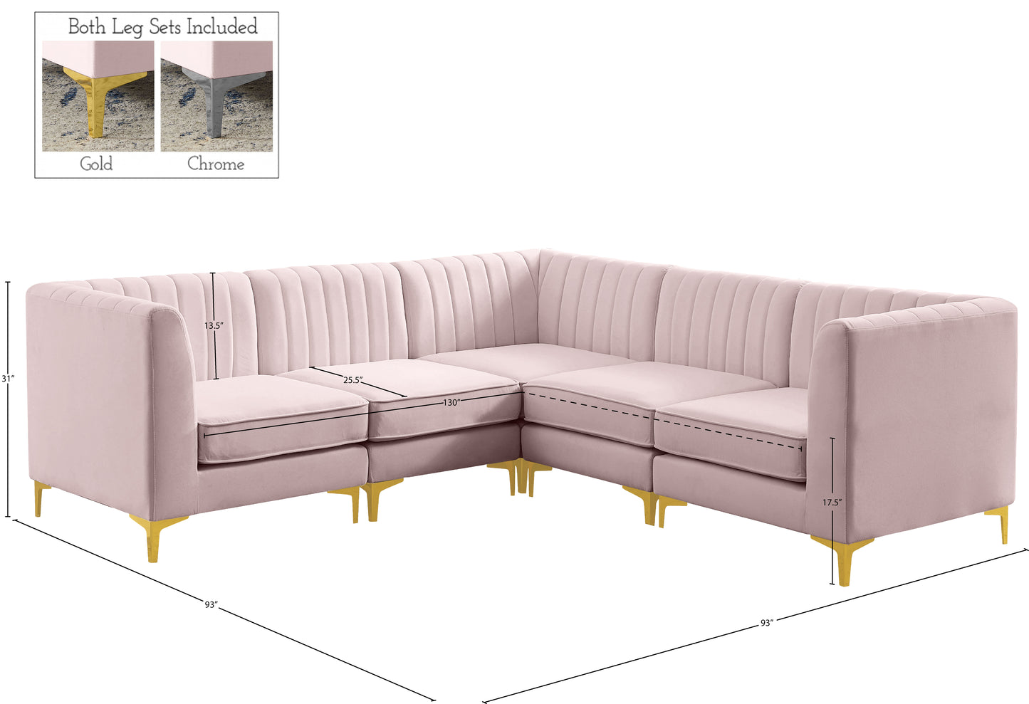 julia pink velvet modular sectional sec5c