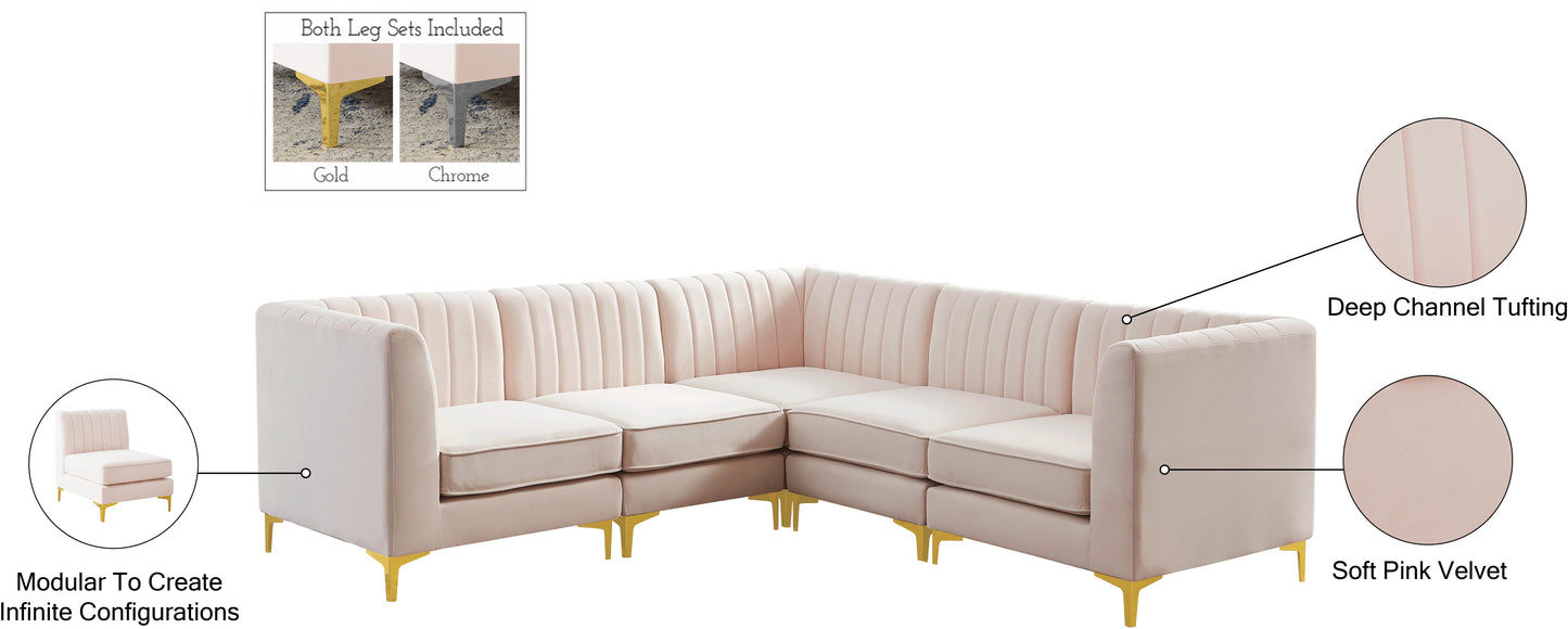 julia pink velvet modular sectional sec5c