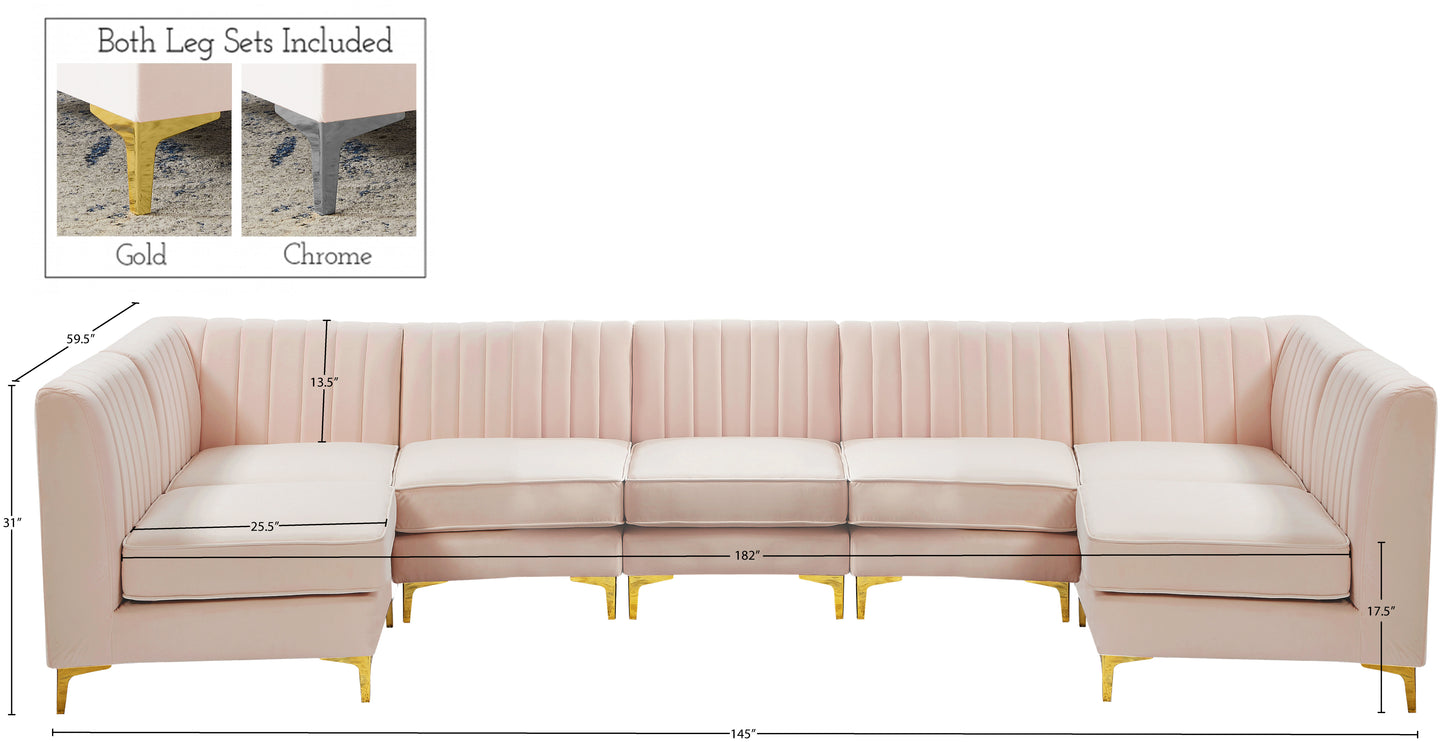 julia pink velvet modular sectional sec7a