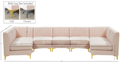 Julia Pink Velvet Modular Sectional Sec7A