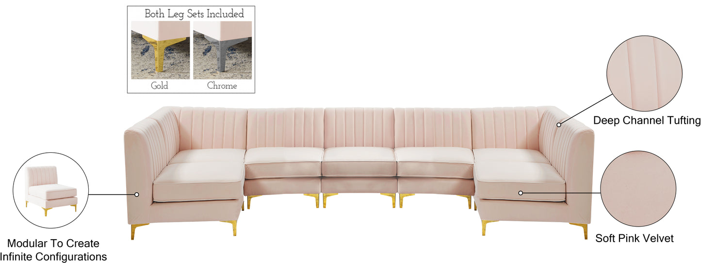 julia pink velvet modular sectional sec7a