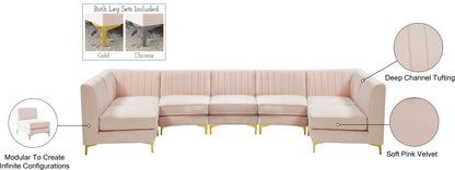 Julia Pink Velvet Modular Sectional Sec7A