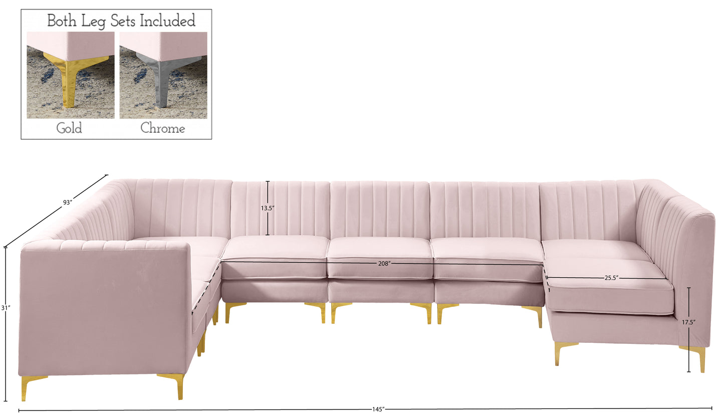 julia pink velvet modular sectional sec8a