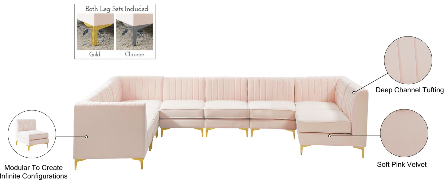 julia pink velvet modular sectional sec8a