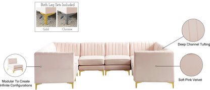 Julia Pink Velvet Modular Sectional Sec8B