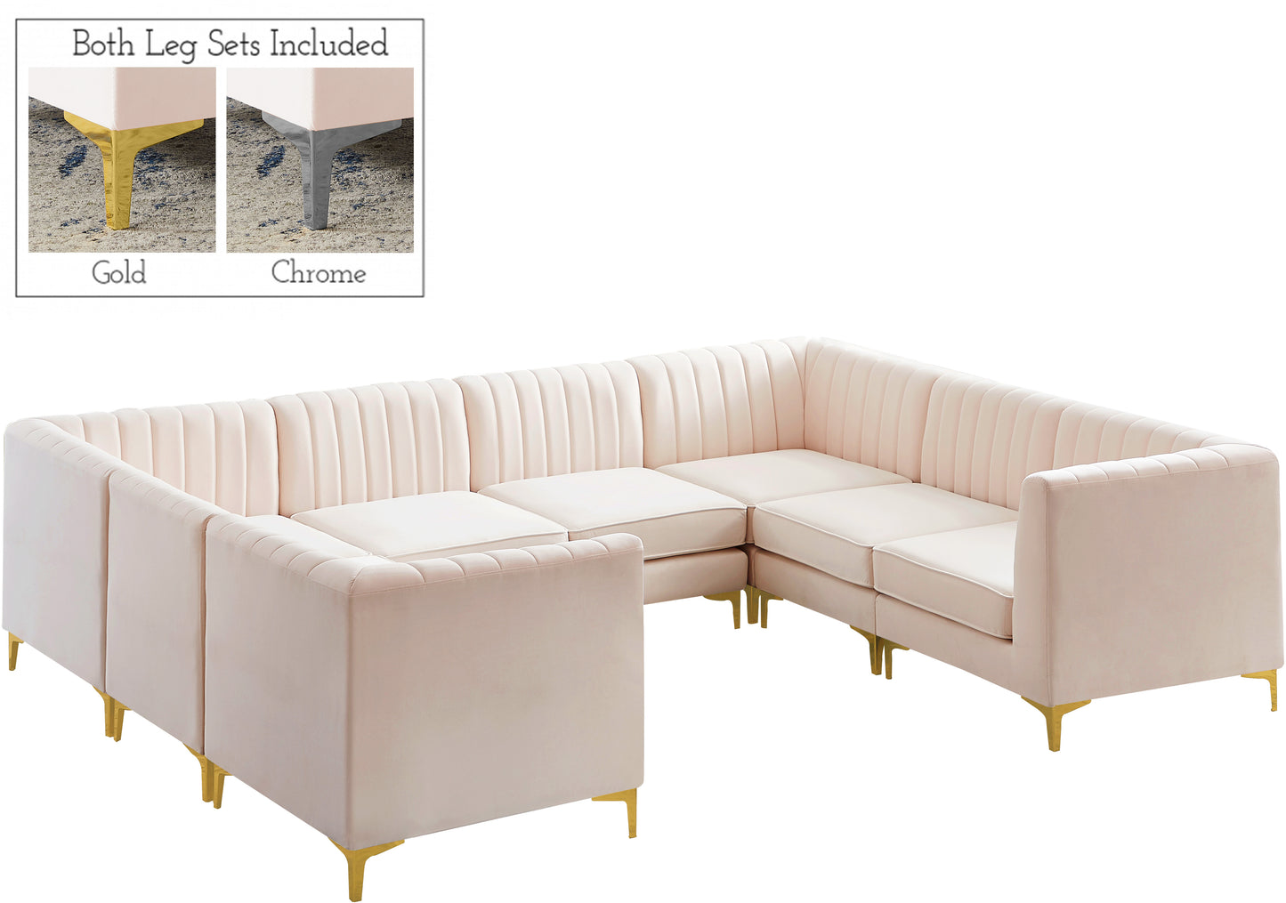 julia pink velvet modular sectional sec8b