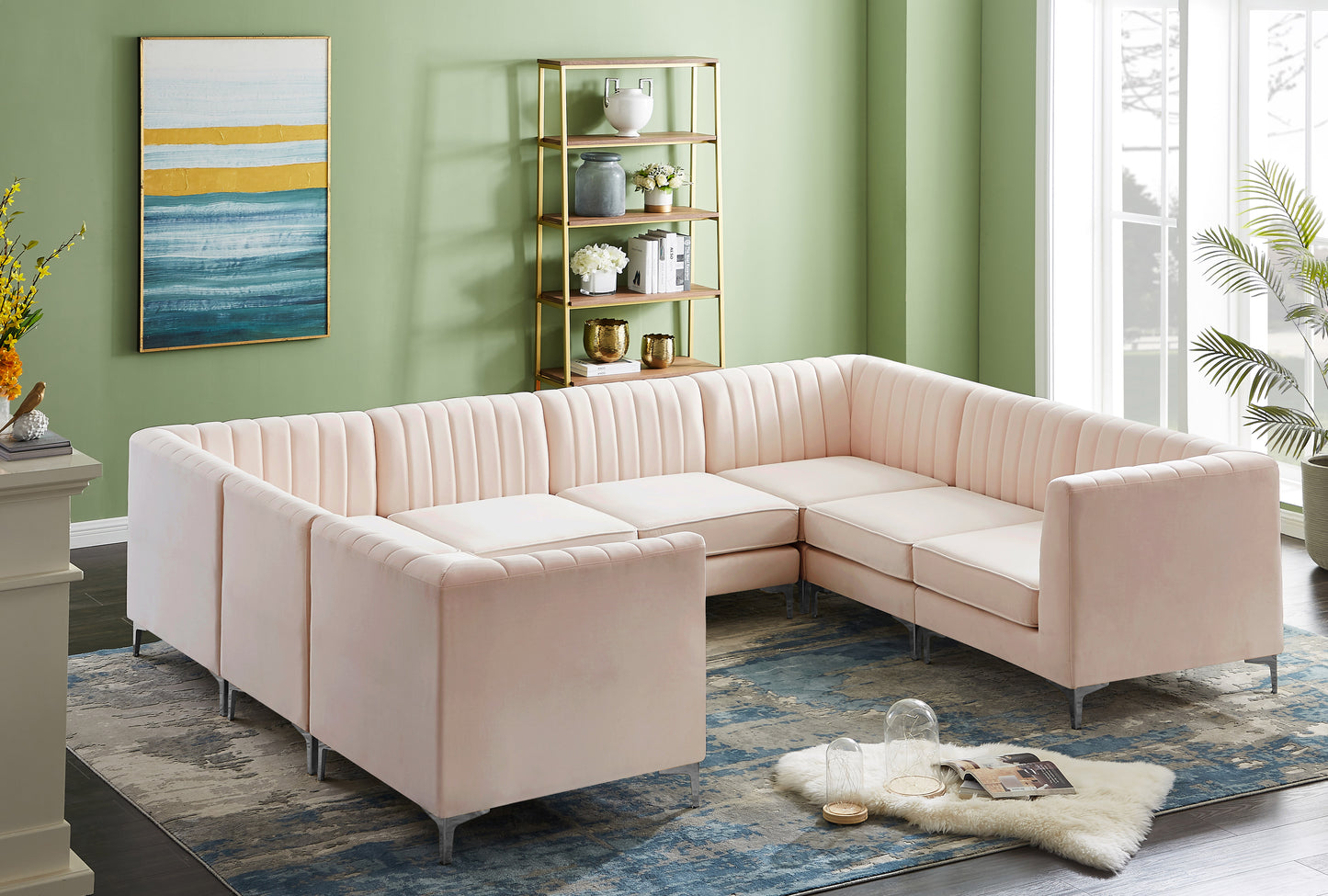 julia pink velvet modular sectional sec8b