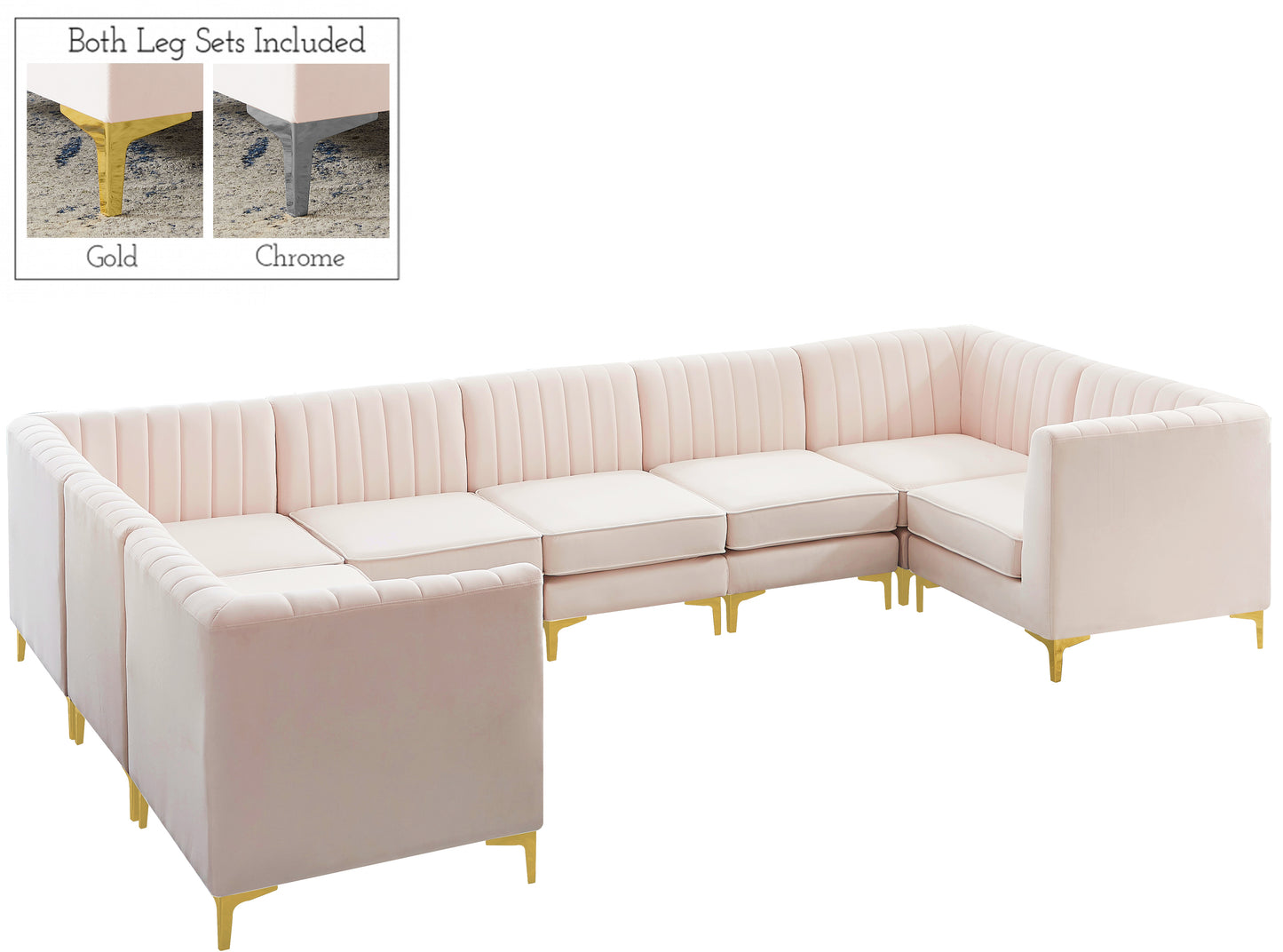 julia pink velvet modular sectional sec8c