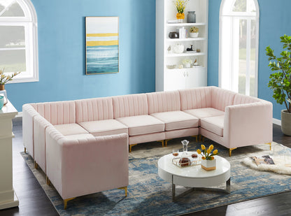 Julia Pink Velvet Modular Sectional Sec8C