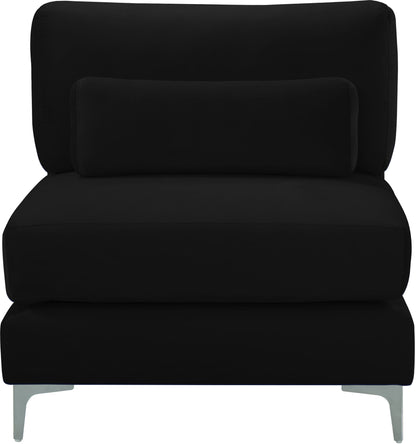 Alina Black Velvet Modular Armless Chair Armless