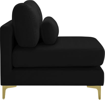 Alina Black Velvet Modular Armless Chair Armless