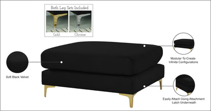 Alina Black Velvet Modular Ottoman Ott