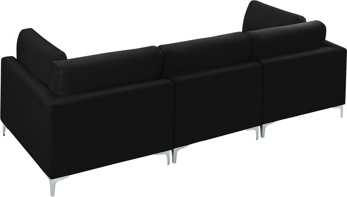 alina black velvet modular sofa (3 boxes) s108