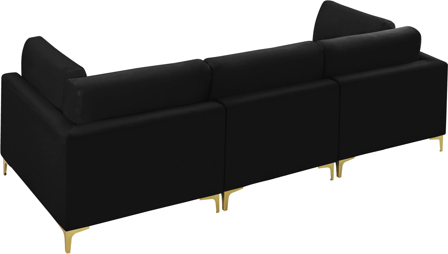 alina black velvet modular sofa (3 boxes) s108