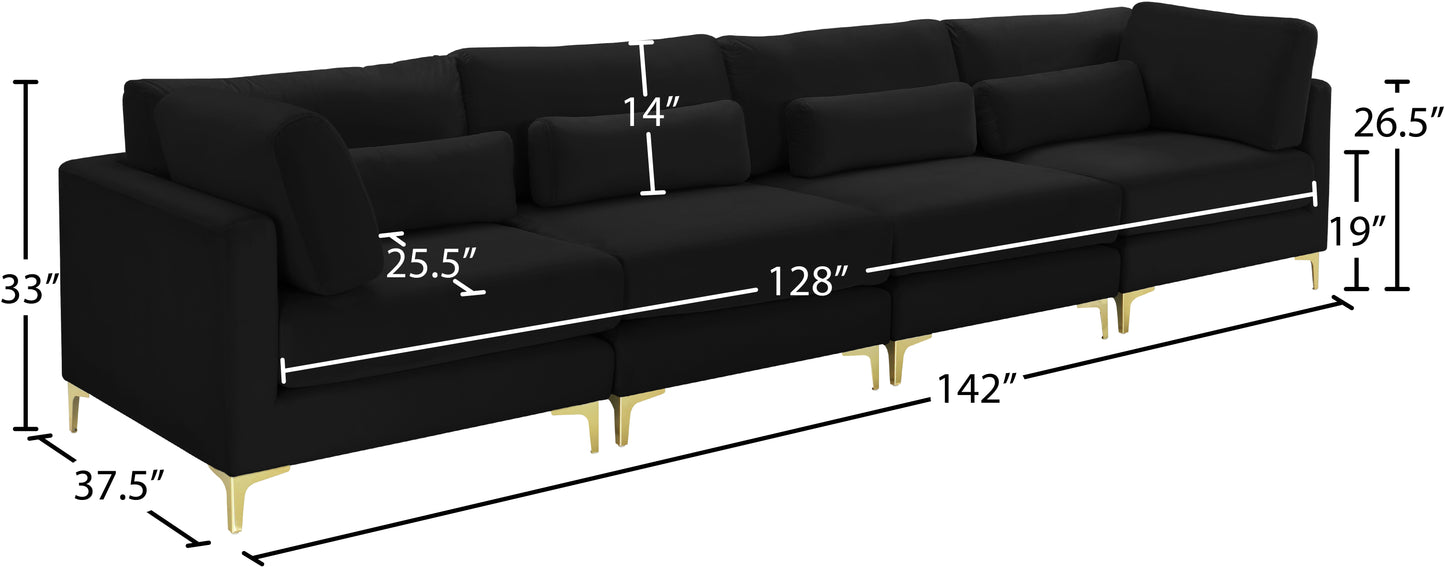 alina black velvet modular sofa (4 boxes) s142