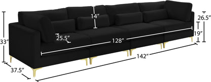 Alina Black Velvet Modular Sofa (4 Boxes) S142