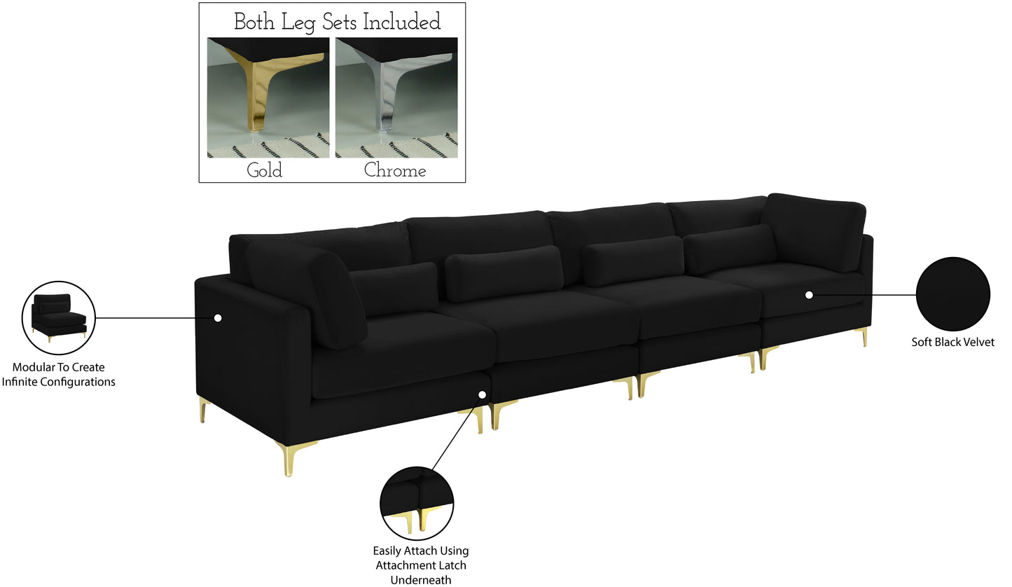 alina black velvet modular sofa (4 boxes) s142