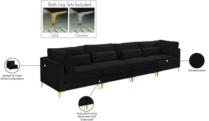 Alina Black Velvet Modular Sofa (4 Boxes) S142