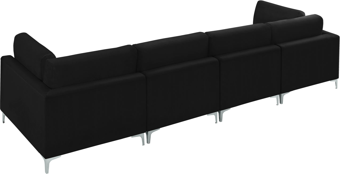 alina black velvet modular sofa (4 boxes) s142