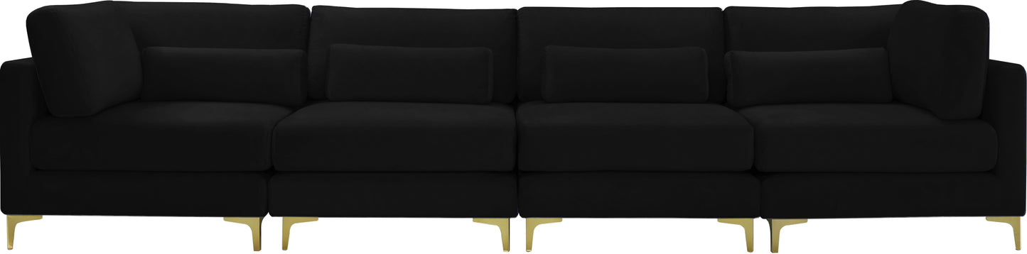 alina black velvet modular sofa (4 boxes) s142