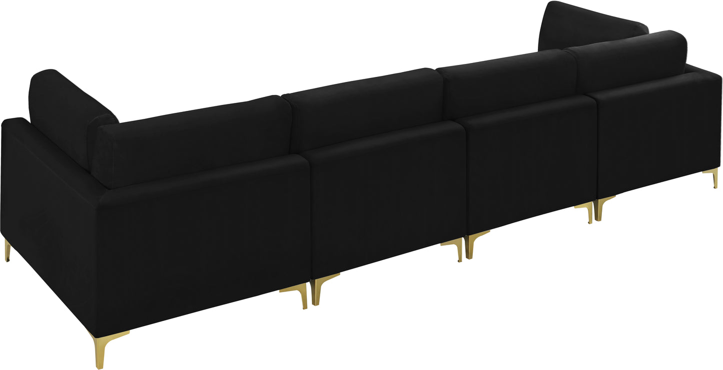 alina black velvet modular sofa (4 boxes) s142